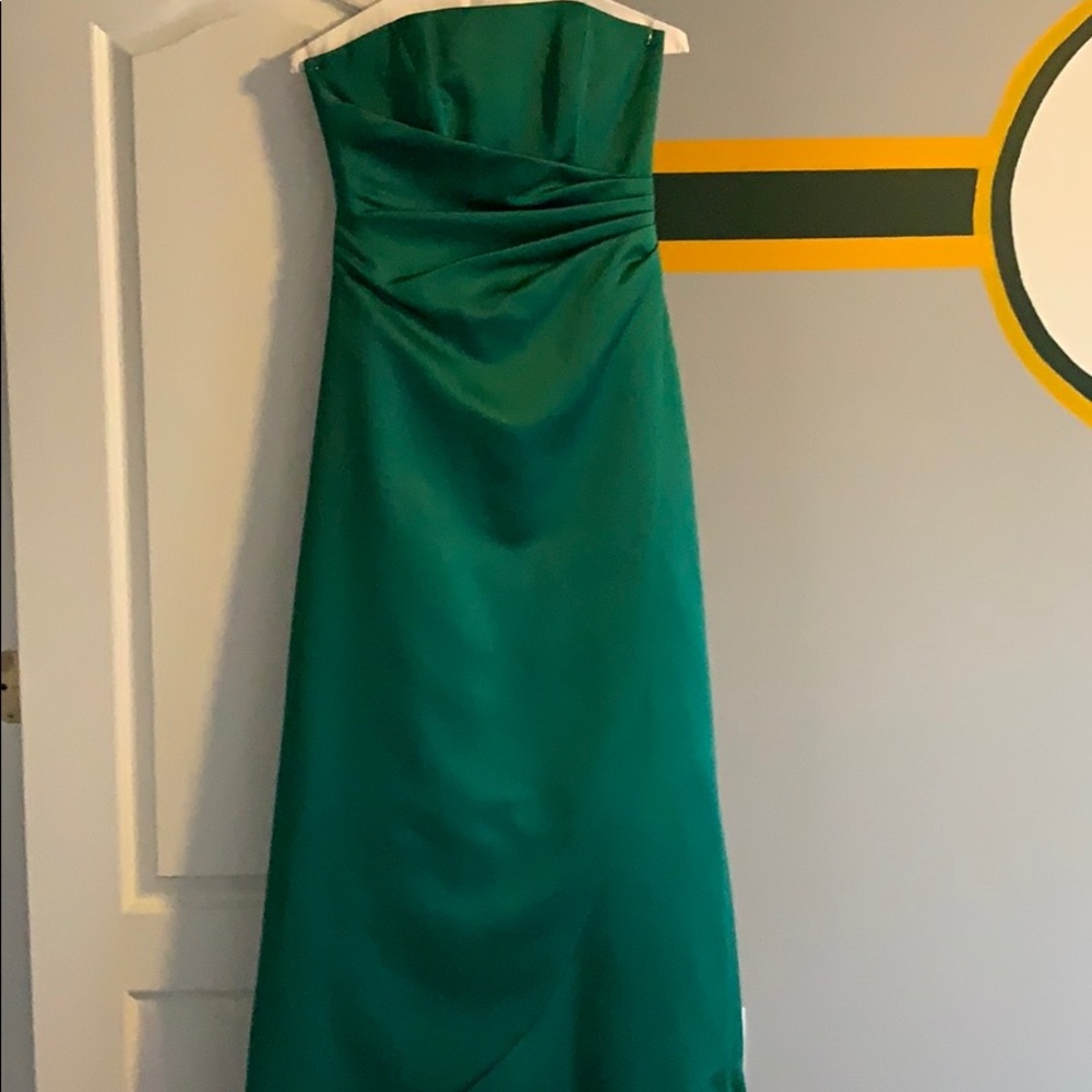 Emerald Strapless Asymmetrical Gown